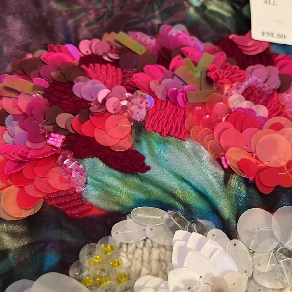 NWT ANTHROPOLOGIE Satin Beaded Tote - Picture 4 of 9